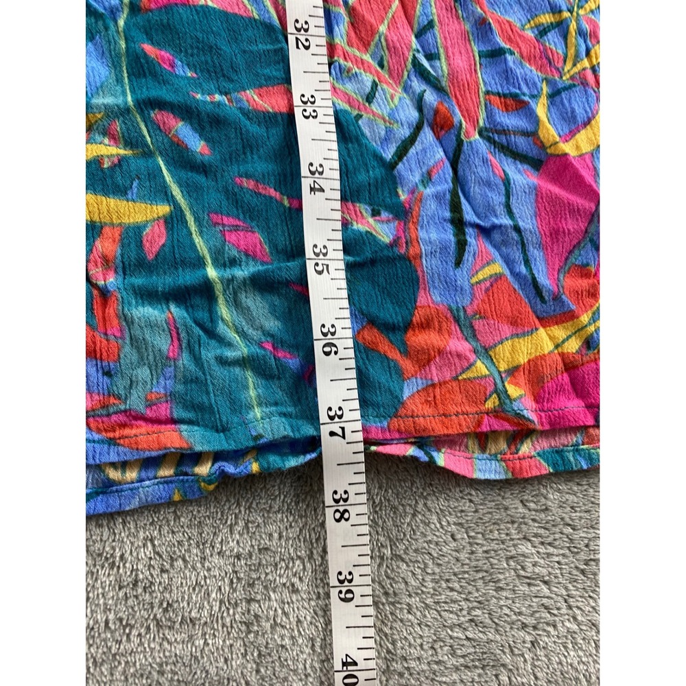 Kona Sol Womens Medium Tropical Palm Print Smocked Wide Leg Cover Up Pants Pink - Picture 10 of 15